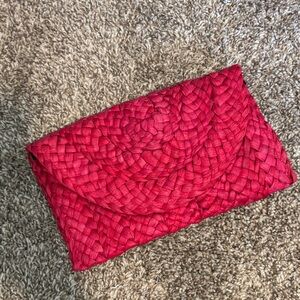 Elegant Pink Woven Clutch